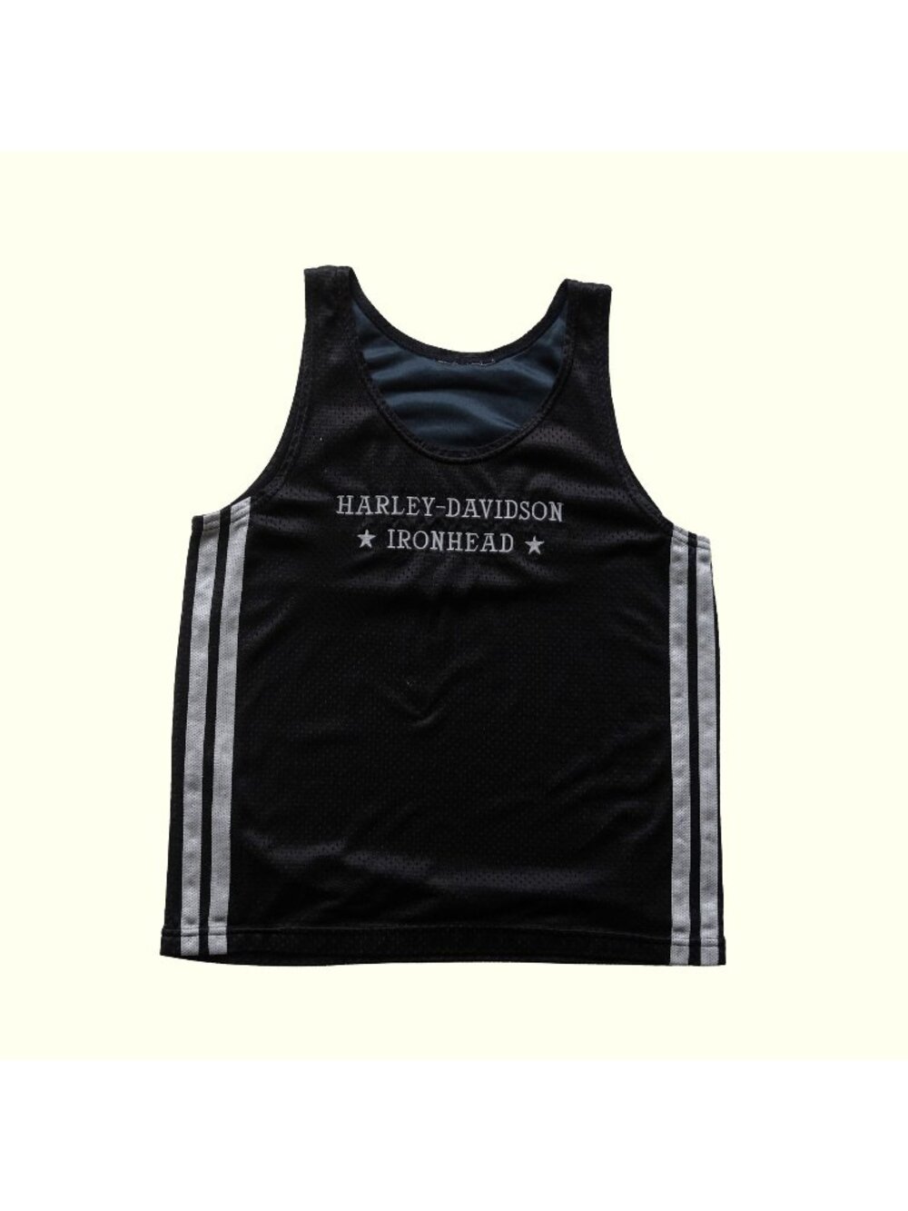 HARLEY DAVIDSON VTG MOTORCYCLE 90s Y2K 00s RETRO MESH EMBROIDERED JERSEY BLACK L